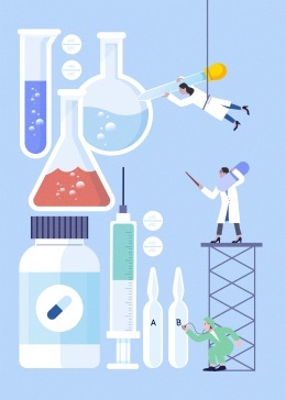 实验研发生物工程疫苗药物医疗插画